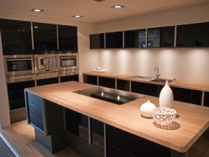 Modern trendy design black wooden kitchen
